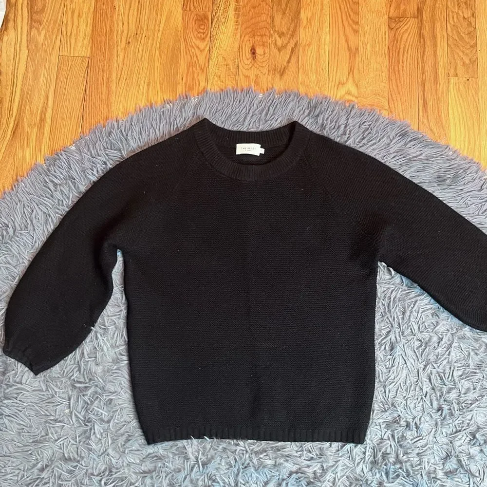 The Reset R Label Black Charming Crew Sweater Top Size XS